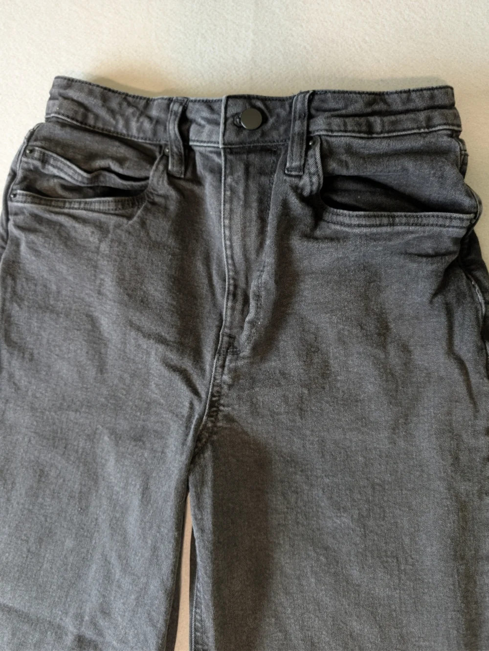 Kenneth Cole High Rise Wide Leg Faded Black Women's Jeans Sz 6 28X28 Ankle Crop